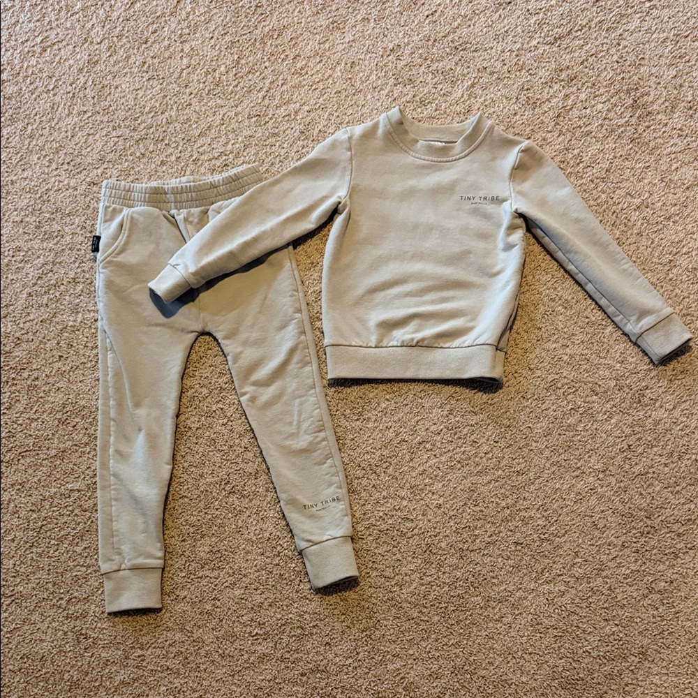 Tiny Tribe Grey/Beige Sweatshirt and Joggers Set